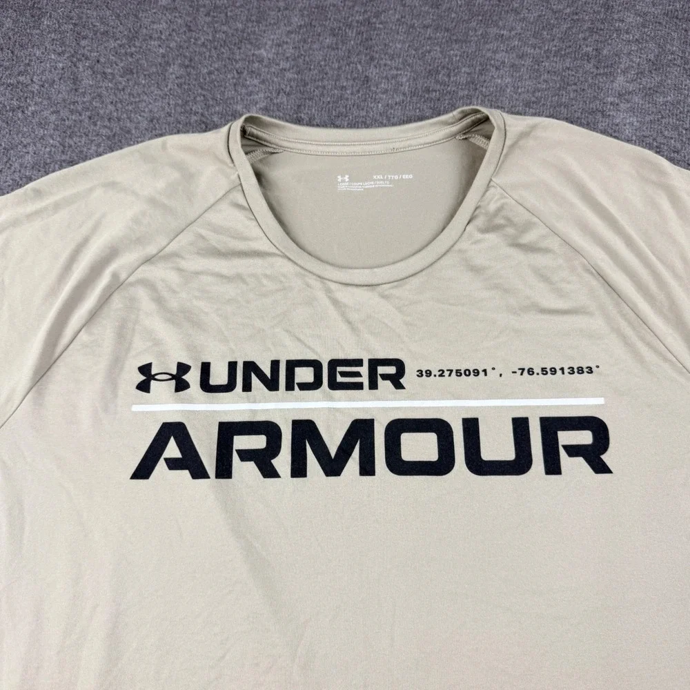 Under Armour UA‎ Tech 2.0 Men's XXL T-Shirt Beige Short Sleeve Loose Fit